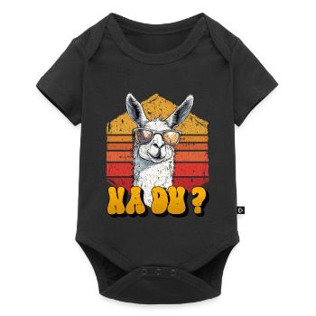 Alpaka Fan NA DU? Retro Lama Lustiges - Baby Premium Kurzarmbody - Schwarz - Vorne