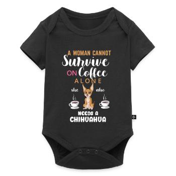 Chihuahua Dog Lover Coffee and Woman T-Shirt Gift - Baby Premium short-sleeve bodysuit - black - Front