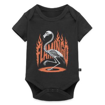 Flamingo Flames Skeleton Halloween - Baby Premium short-sleeve bodysuit - black - Front