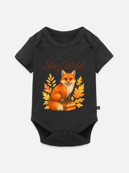  Stay Wild – Herbstlicher Fuchs - Baby Premium Kurzarmbody - Schwarz