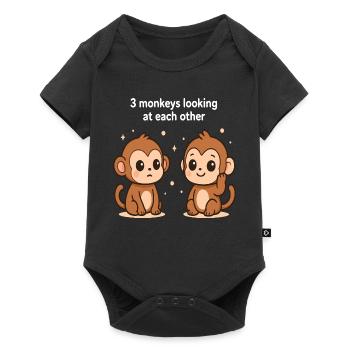 Playful monkeys with eye contact - Baby Premium short-sleeve bodysuit - black - Front