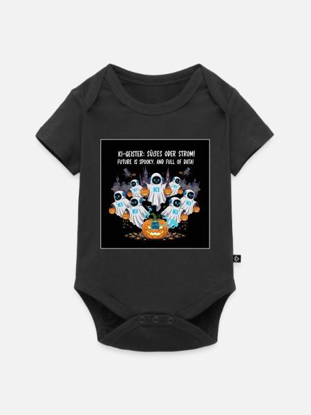 KI-Geister: Süßes oder Strom ! - Baby Premium Kurzarmbody - Schwarz