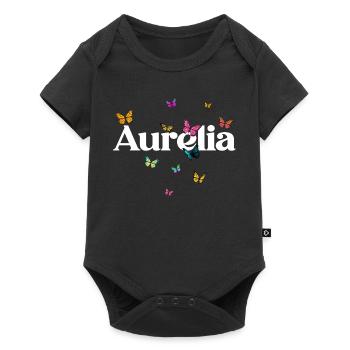 Beau prénom de fille avec des papillons AURELIA - Body à manches courtes Premium Bébé - noir - Devant