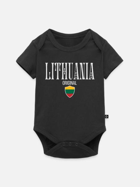 Litauische Flagge, litauischer Stolz - Baby Premium Kurzarmbody - Schwarz