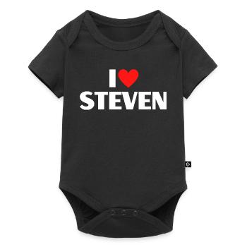 I love Steven Red Heart Romantic Name Fan - Baby Premium short-sleeve bodysuit - black - Front