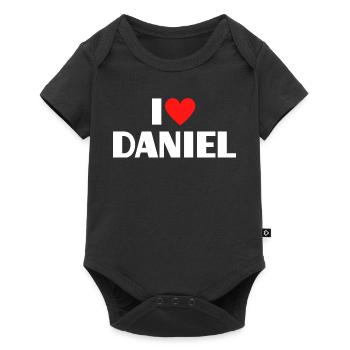 I love Daniel Rotes Herz Romantischer Name Fan - Baby Premium Kurzarmbody - Schwarz - Vorne
