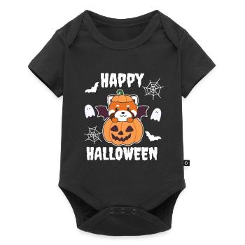 Red Panda Happy Halloween Pumpkin Bat - Baby Premium short-sleeve bodysuit - black - Front