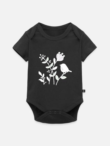 Natur_mit_Vogel_weiss - Baby Premium Kurzarmbody - Schwarz