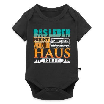 Camper Camping Wohnwagen Spruch - Baby Premium Kurzarmbody - Schwarz - Vorne