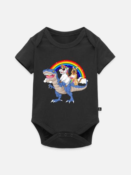 Deutscher Schäferhund Einhorn Abenteuer - Baby Premium Kurzarmbody - Schwarz