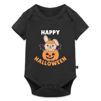 Bunny Happy Halloween Pumpkin Bat Costume - Baby Premium short-sleeve bodysuit - black - Front