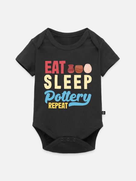 Eat Sleep Töpfern Wiederholen - Baby Premium Kurzarmbody - Schwarz