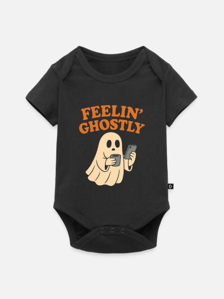 Felling Ghostly Design mit Smartphone - Baby Premium Kurzarmbody - Schwarz