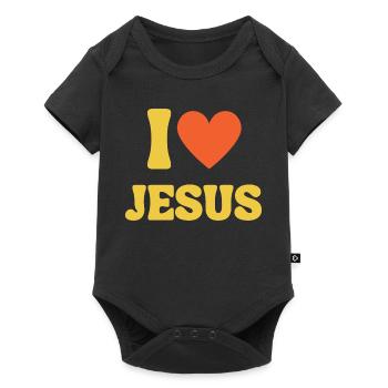 J'aime Jésus, j'aime le t-shirt chrétien, la foi - Body à manches courtes Premium Bébé - noir - Devant