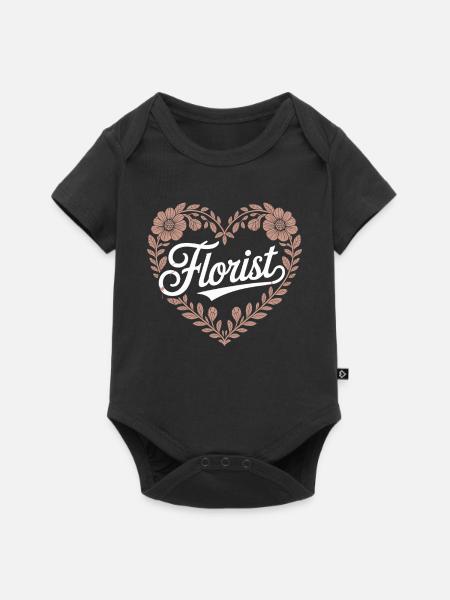 Florist Herz Design - Baby Premium Kurzarmbody - Schwarz