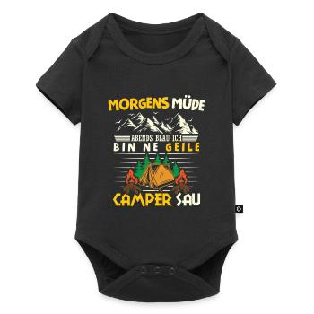 Camper Camping Wohnwagen Spruch - Baby Premium Kurzarmbody - Schwarz - Vorne