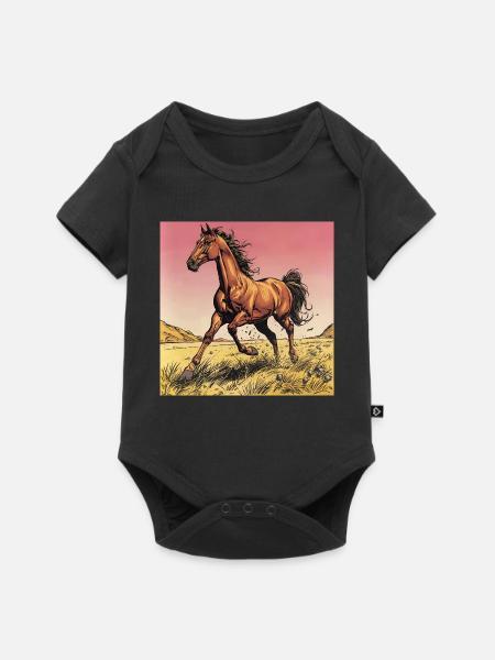 Dynamischer Wildpferd-Print - Baby Premium Kurzarmbody - Schwarz