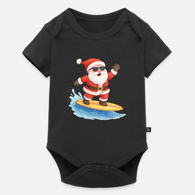 Conception de Noël Cool Santa Surfer - Body à manches courtes Premium Bébé - noir
