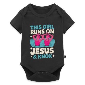 Synchronschwimmen Kunstschwimmen Wassersport - Baby Premium Kurzarmbody - Schwarz - Vorne