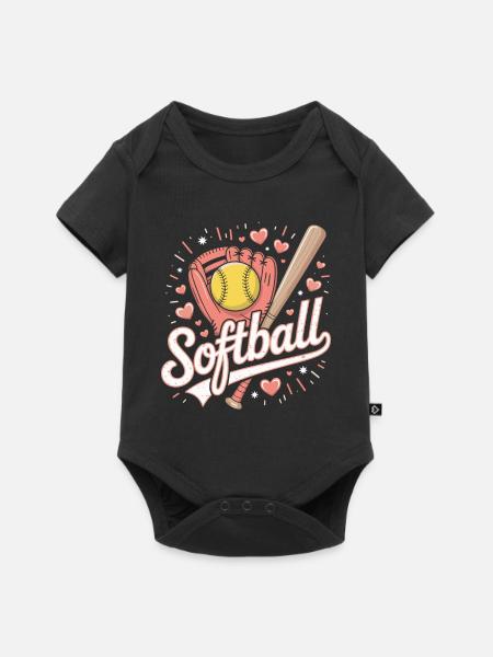 Softball - Baby Premium Kurzarmbody - Schwarz