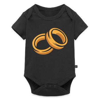 Illustration de dessin animé à deux anneaux - Body à manches courtes Premium Bébé - noir - Devant