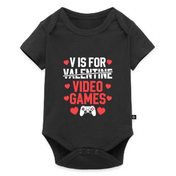 Valentine Video Games Typography Design - Baby Premium short-sleeve bodysuit - black - Front