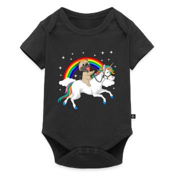 Pug Riding Unicorn Tee - Baby Premium short-sleeve bodysuit - black - Front