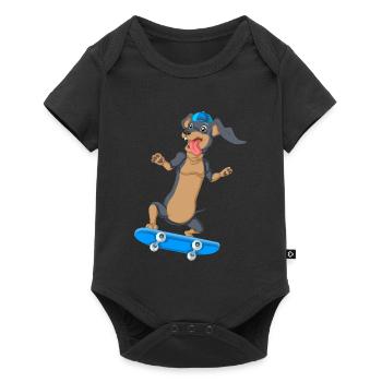 T-shirt de skateboard teckel - Body à manches courtes Premium Bébé - noir - Devant