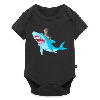 T-shirt teckel Riding Shark - Body à manches courtes Premium Bébé - noir - Devant