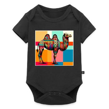 Kamel - Baby Premium Kurzarmbody - Schwarz - Vorne