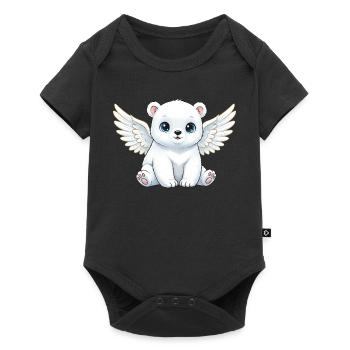 Cute Polar Bear Angel with Wings Cartoon Smile - Baby Premium short-sleeve bodysuit - black - Front