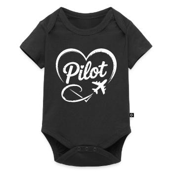 Pilot Heart Airplane Flight License - Baby Premium short-sleeve bodysuit - black - Front