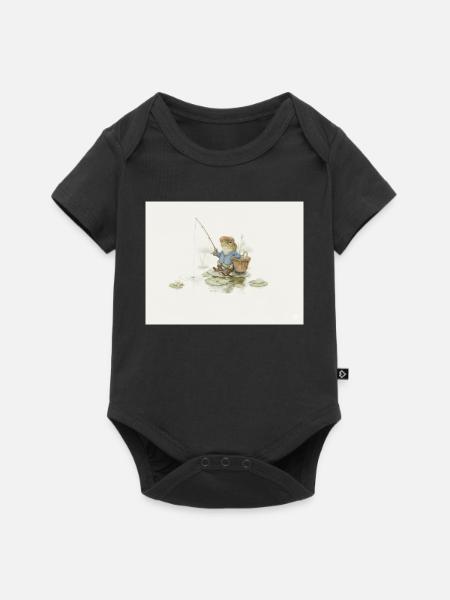Charmanter Froschfischer Illustration - Baby Premium Kurzarmbody - Schwarz