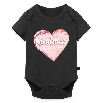 Herz mit Botschaft für Freundlichkeit in englisch - Baby Premium Kurzarmbody - Schwarz - Vorne