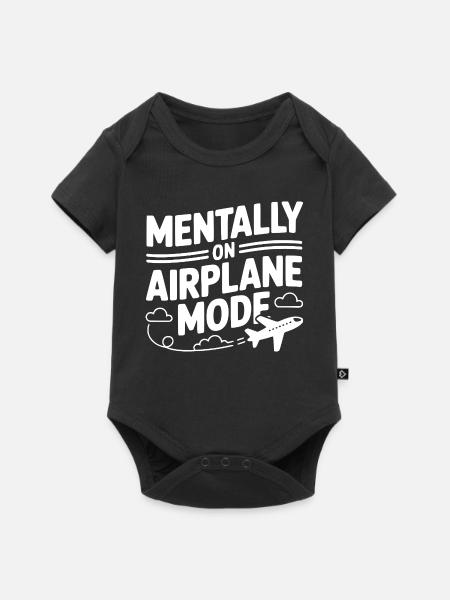 Mental im Flugzeugmodus - Baby Premium Kurzarmbody - Schwarz