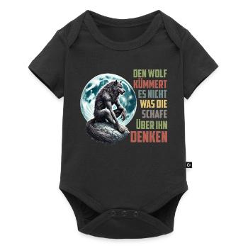 Wölfe DEN WOLF KÜMMERT ES NICHT WAS SCHAFE DENKEN - Baby Premium Kurzarmbody - Schwarz - Vorne