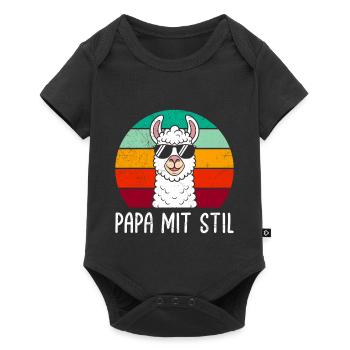 Fathers Retro DAD WITH STYLE Llama Funny - Baby Premium short-sleeve bodysuit - black - Front