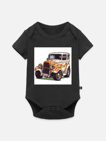Oldtimer Hot Rod Auto - Baby Premium Kurzarmbody - Schwarz