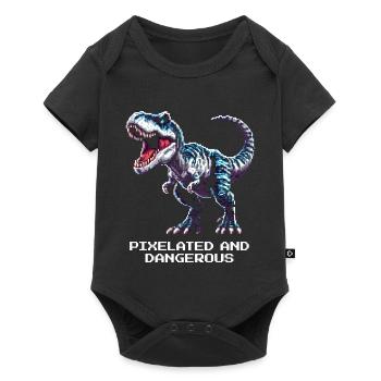 Pixélisé et dangereux | Dinosaure - Body à manches courtes Premium Bébé - noir - Devant
