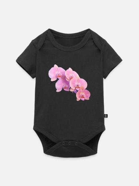 Rosa Orchidee Isolierte Clipart - Baby Premium Kurzarmbody - Schwarz