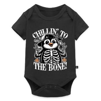 Squelette Pingouin Motif d’Halloween effrayant - Body à manches courtes Premium Bébé - noir - Devant