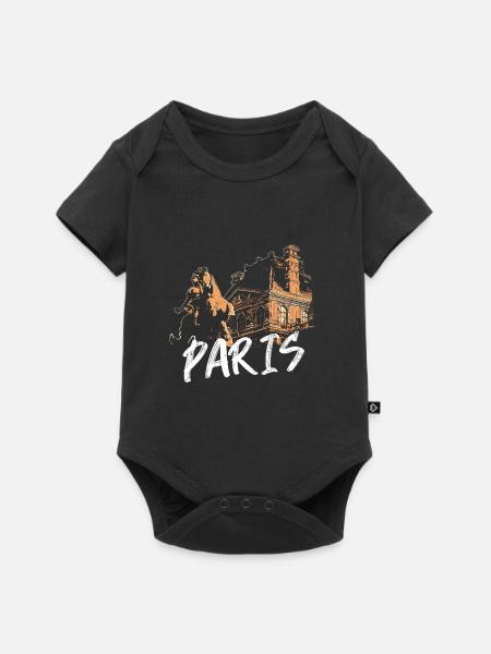 Pariser Architektur und Statue - Baby Premium Kurzarmbody - Schwarz