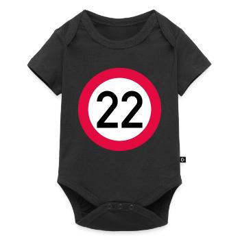 22. Geburtstag Achtung! Verkehrsschild 22 Km/h - Baby Premium Kurzarmbody - Schwarz - Vorne