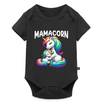 Mamacorn Mama Einhorn Mutter Damen Partnerlook - Baby Premium Kurzarmbody - Schwarz - Vorne