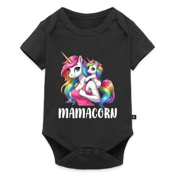 Mamacorn Mama Einhorn Mutter Damen Partnerlook - Baby Premium Kurzarmbody - Schwarz - Vorne
