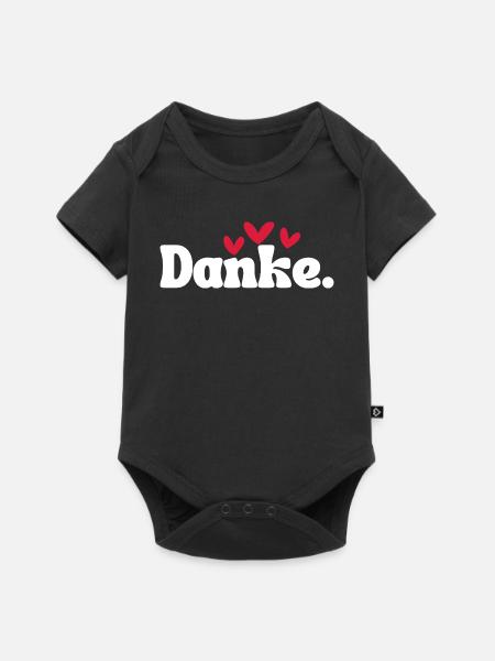Danke Herz Typografie - Baby Premium Kurzarmbody - Schwarz
