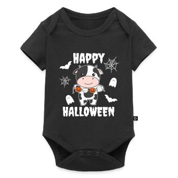 Vache Happy Halloween Citrouille Fantôme Costume - Body à manches courtes Premium Bébé - noir - Devant