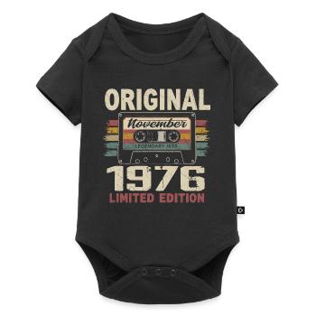 November 1976 Geschenk November 1976 - Baby Premium Kurzarmbody - Schwarz - Vorne