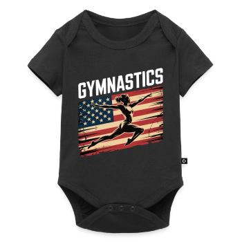 American Gymnastics Flag Jump - Baby Premium short-sleeve bodysuit - black - Front