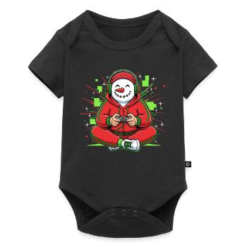 Snowman Gamer Christmas Winter - Baby Premium Kurzarmbody - Schwarz - Vorne